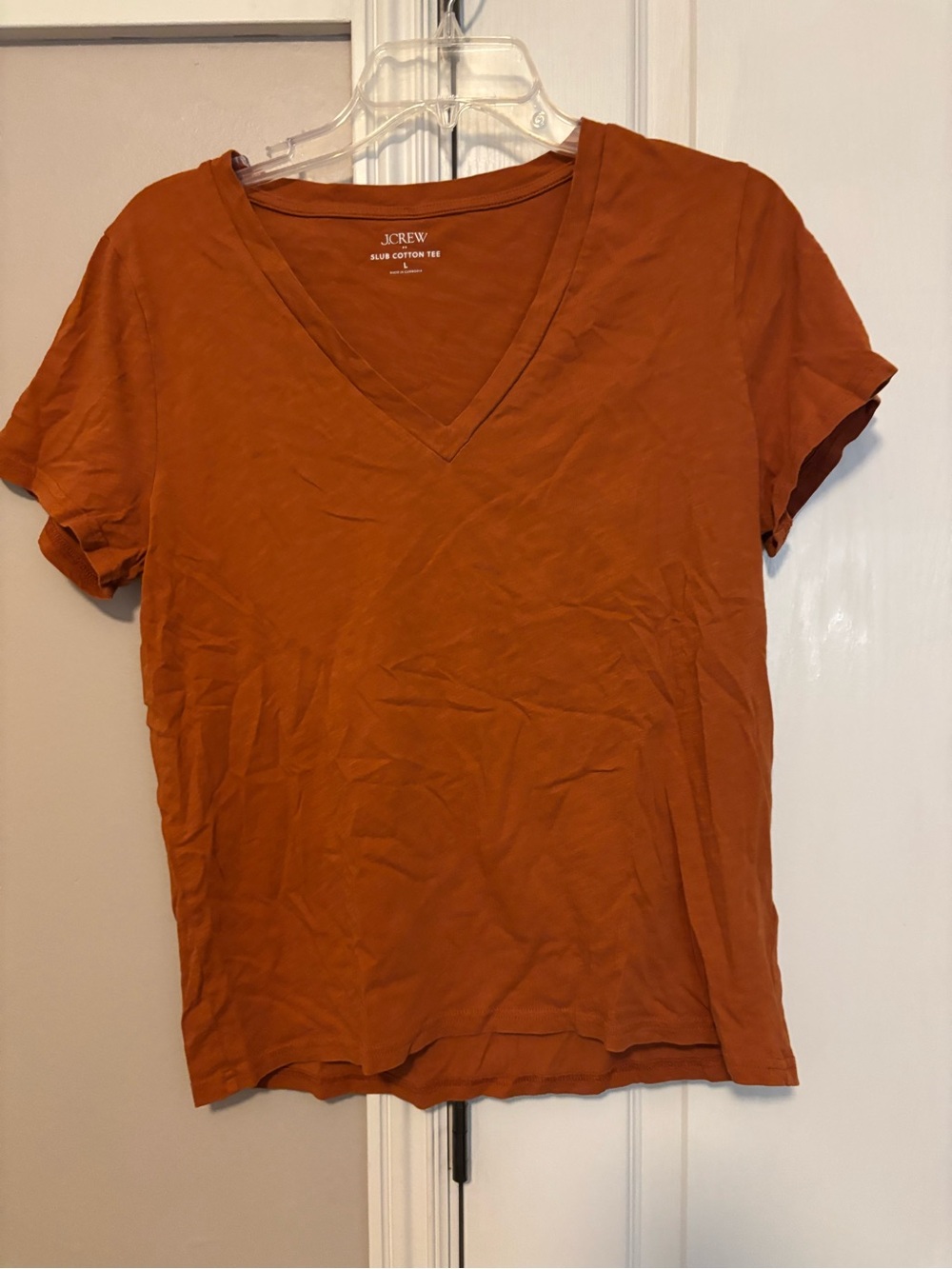 J. Crew Women's Rust-Orange V-Neck Cotton Tee